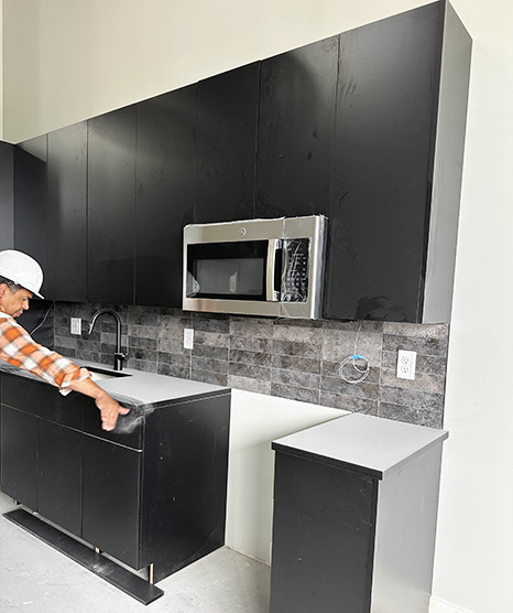 #Matt Black Frameless Kitchen Cabinets project 