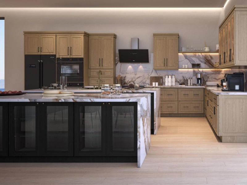 Modern style oak kitchen cabinets