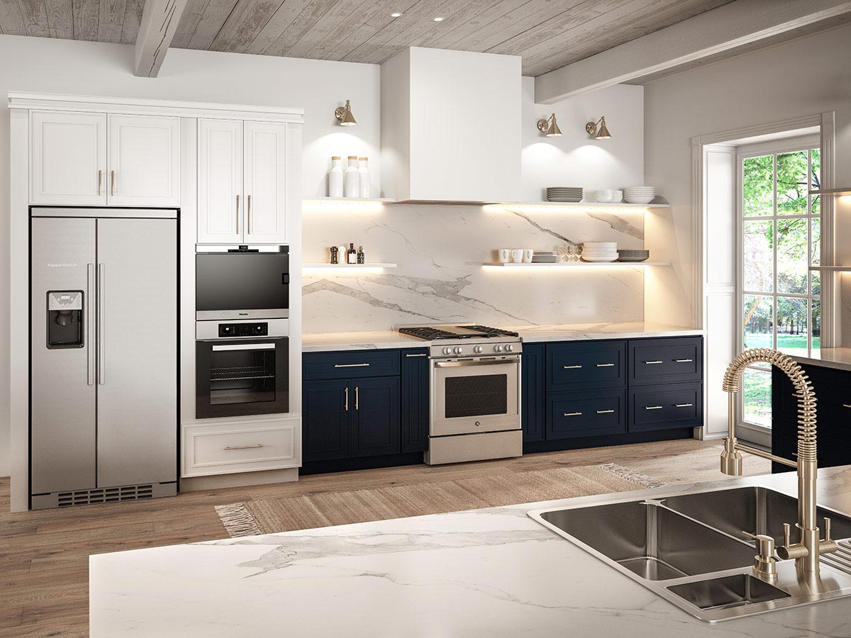 modern navy blue kitchen cabinets