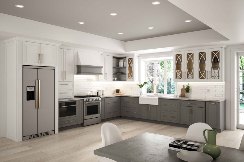 kitchen cabinets different colors top bottom