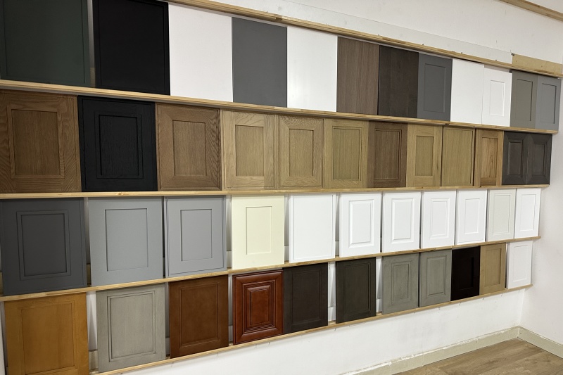 kitchen with two different color cabinets