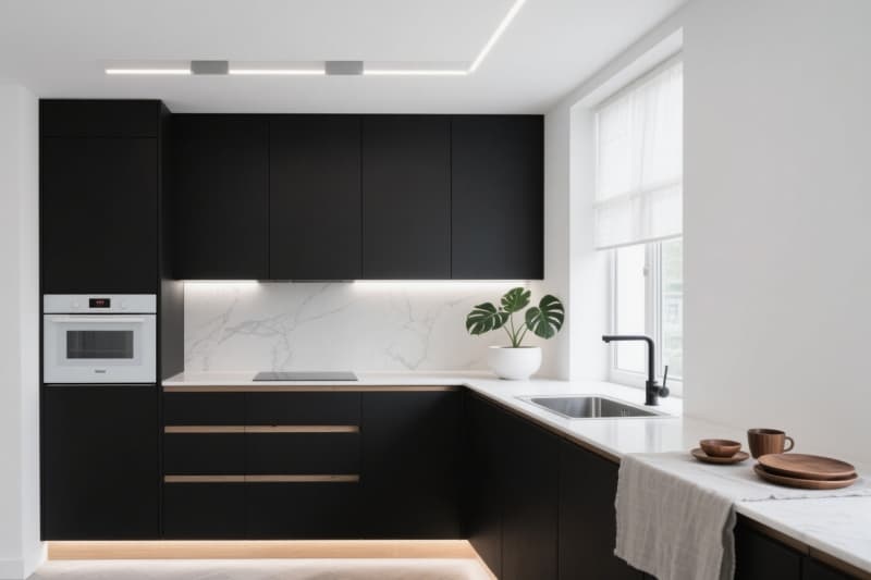 Honed Black Granite Countertop Cabinets
