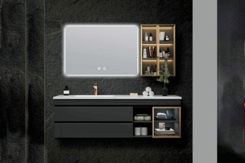 Modern wood floating bathroom vanity