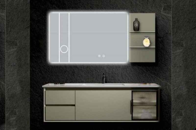 Modern bathroom with floating vanity