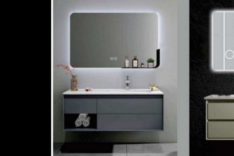 Modern bathroom with floating vanity