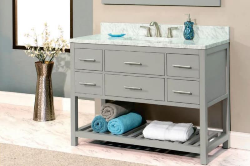 Solid wood wall mounted bathroom vanity