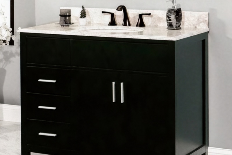 Bathroom vanity for wall mounted faucet