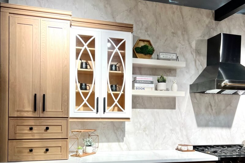 medium oak wood kitchen cabinets