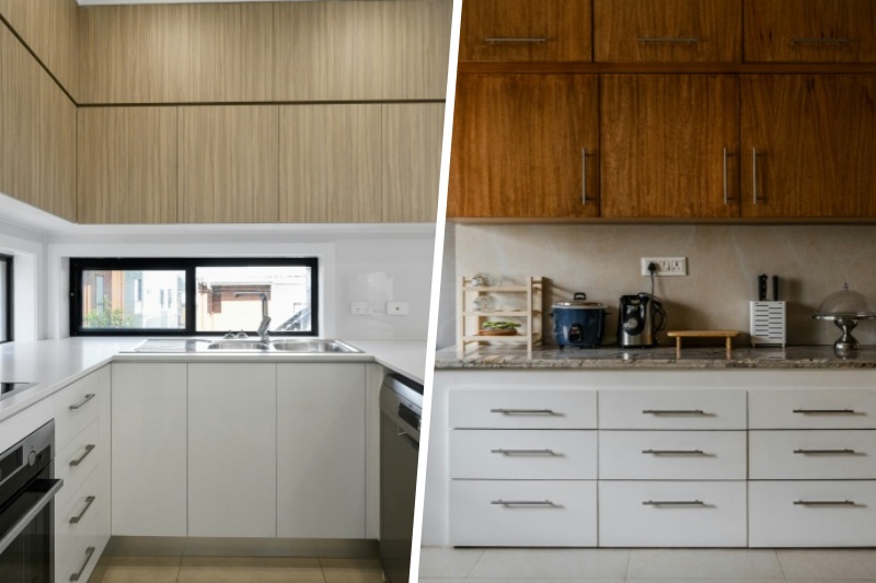 Stylish brown and white cabinet combo