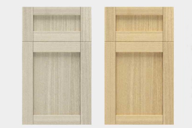 Green design light oak cupboards