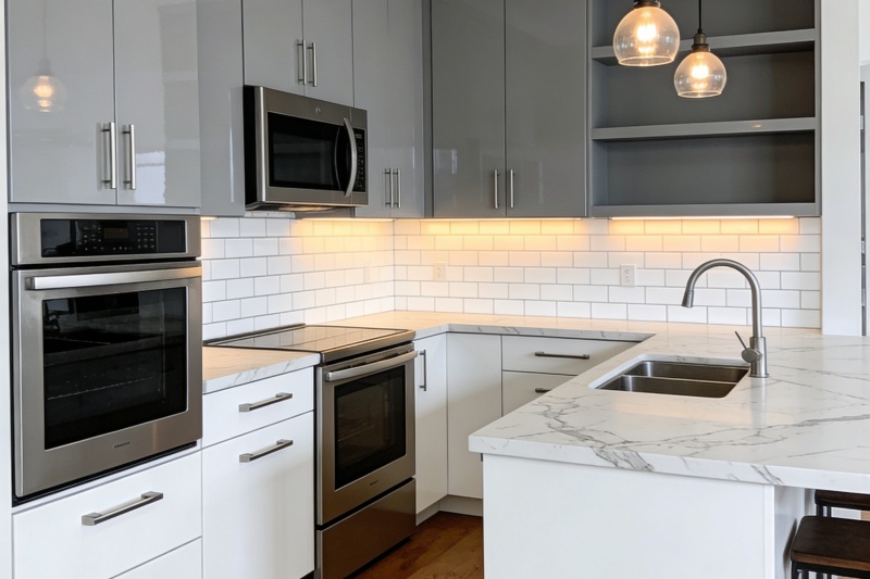 Enhancing kitchen space with glossy cabinets