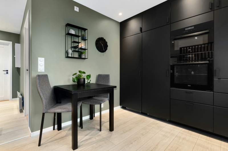 Custom matte finish kitchen cabinets