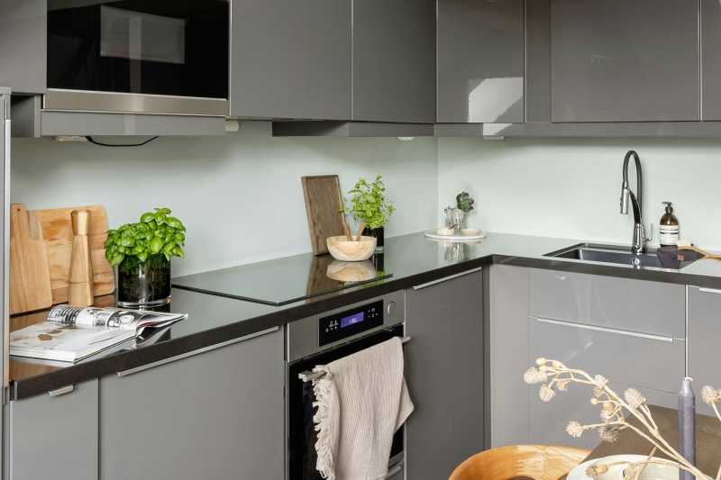 Elegant grey plywood cabinet finish Elegant grey plywood cabinet finish