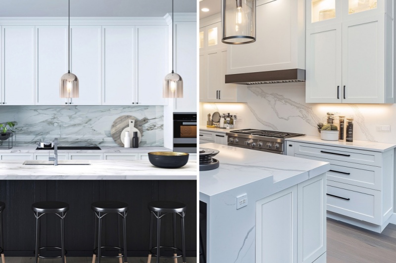 Plywood kitchen cabinets with painted finish