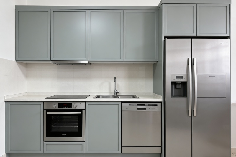 Framed Wood Kitchen Cabinets Green