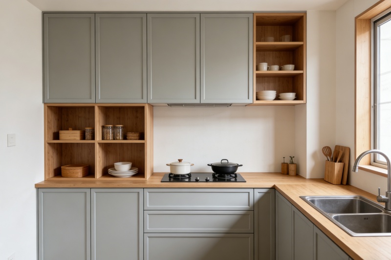 Green hue slim shaker cabinets