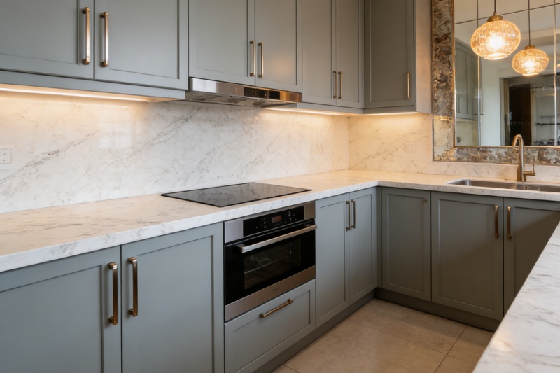 Slim shaker cabinets with painted finish