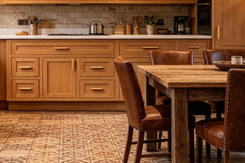 Clean and stylish oak kitchen cupboards