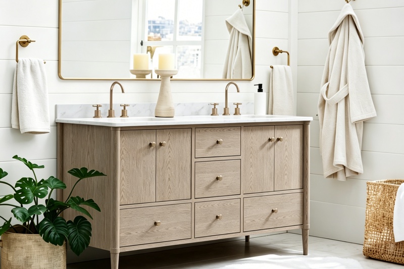 Contemporary double sink vanity set