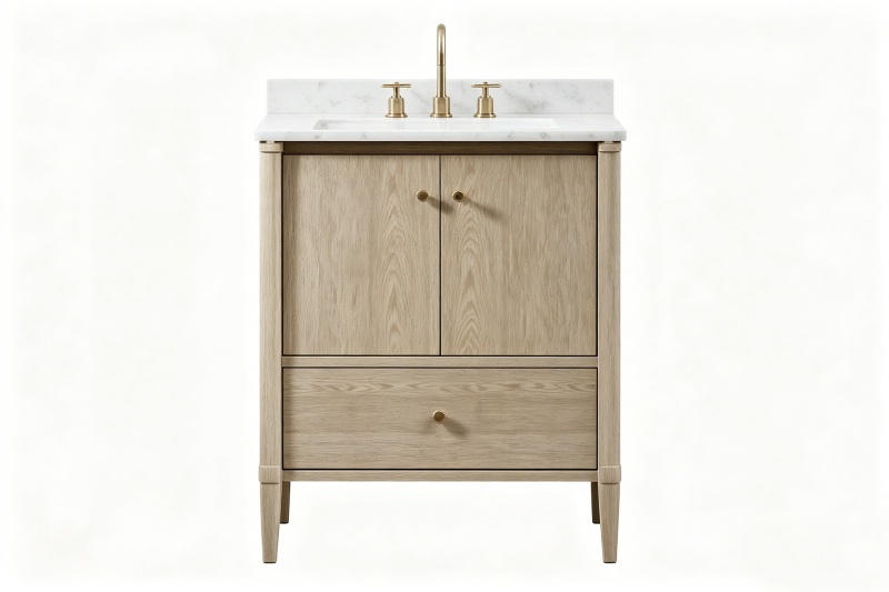Double sink vanity unit with drawers