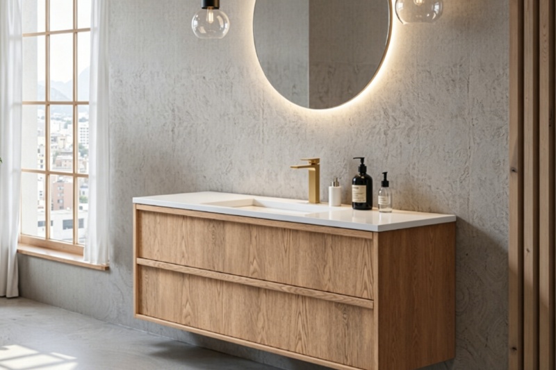 Unique Wood Sink Vanity with Storage