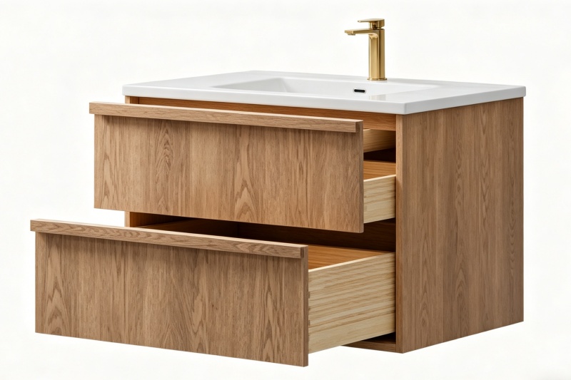 Sleek Wooden Floating Vanity Unit