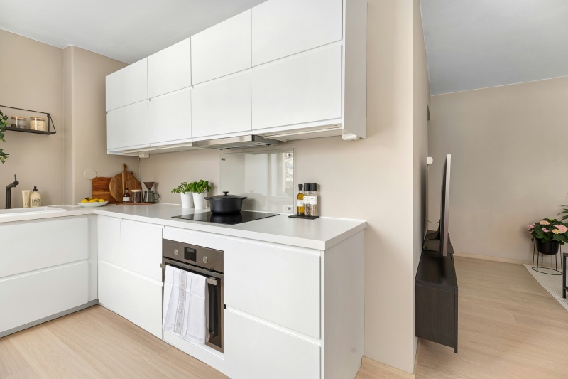 Slab style cabinets with minimal detailing