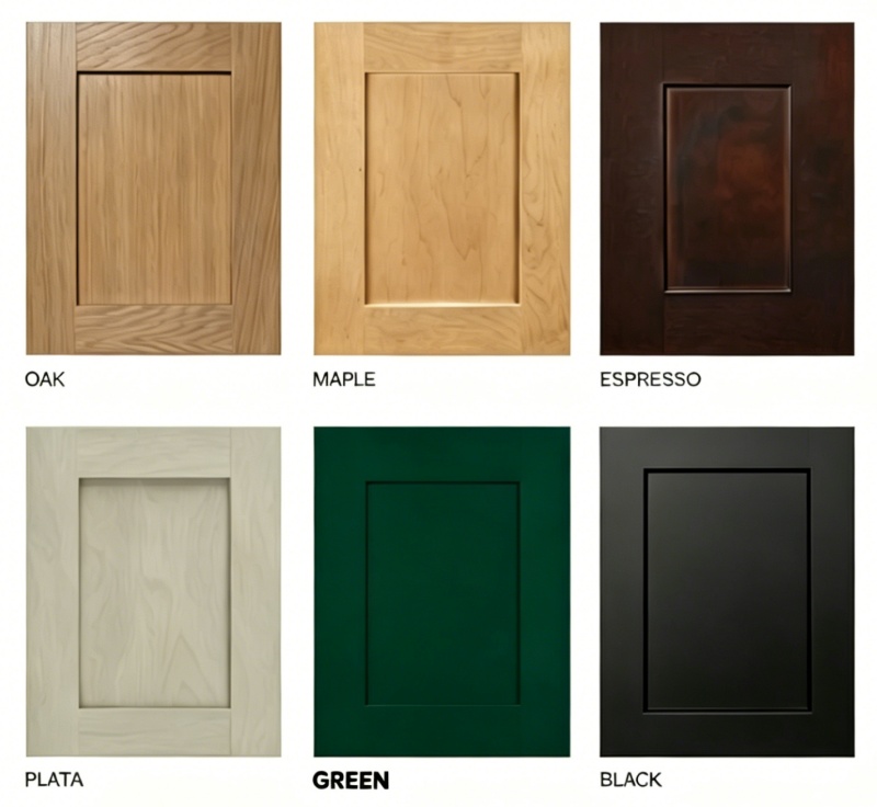 Richly hued green cabinetry ensemble