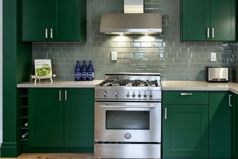 Eclectic dark green kitchen designs