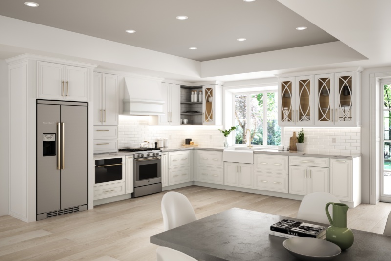 Durable White Framed Cabinet Construction