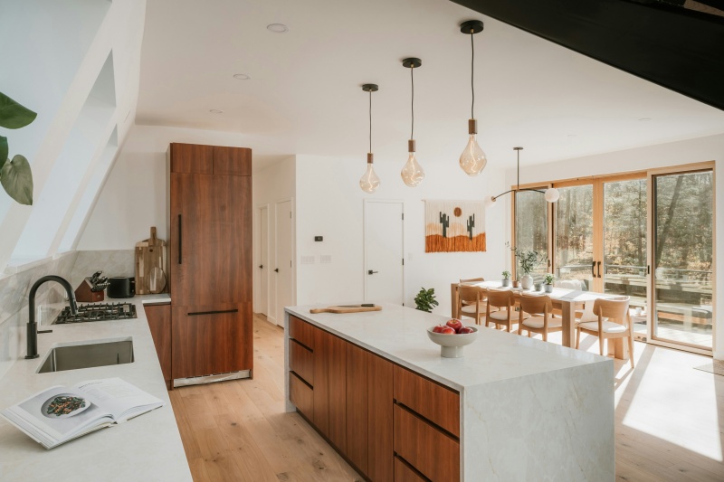 Rich wood grain textures on cabinet surfaces Rich wood grain textures on cabinet surfaces
