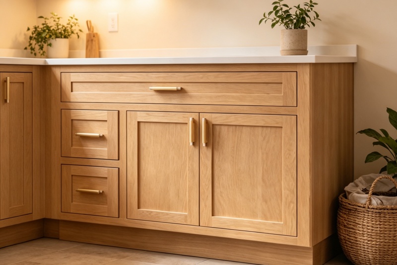 User-friendly self-install oak cupboards User-friendly self-install oak cupboards