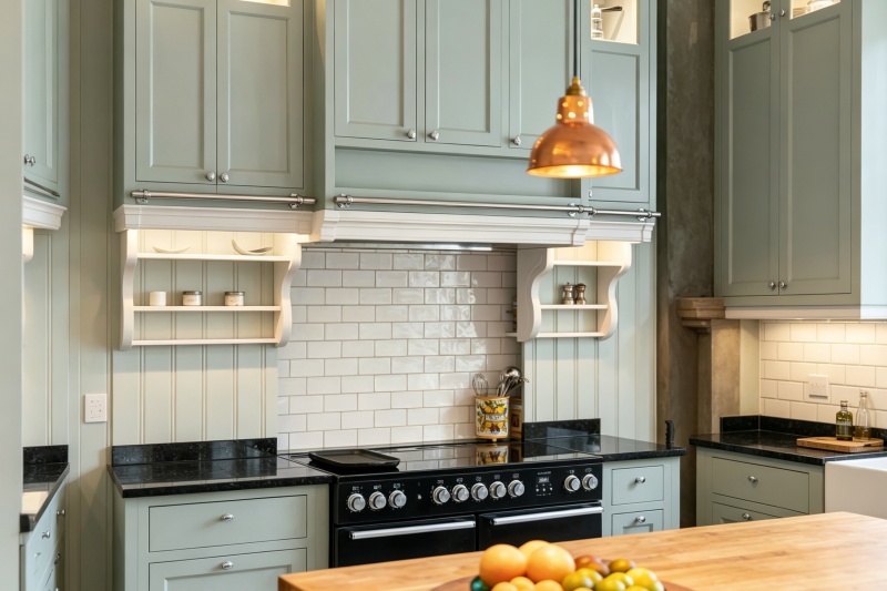 Shaker Cabinets in Olive Green Hue Shaker Cabinets in Olive Green Hue