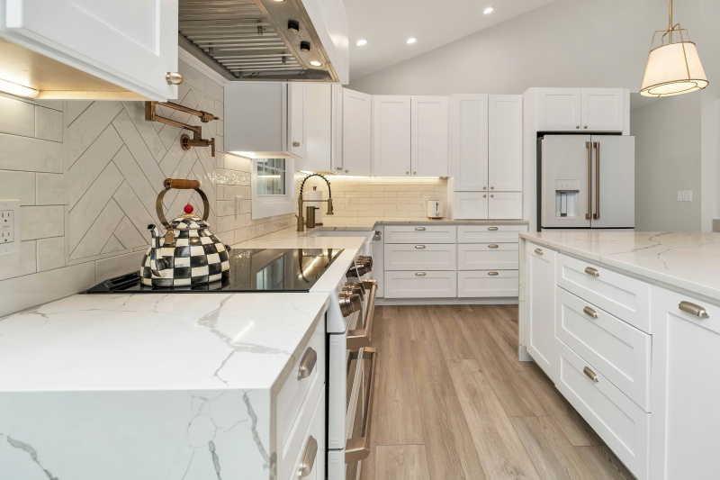 Clean-lined white shaker cabinet doors