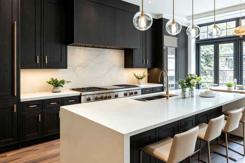 Oak kitchen cabinets with black finish Oak kitchen cabinets with black finish