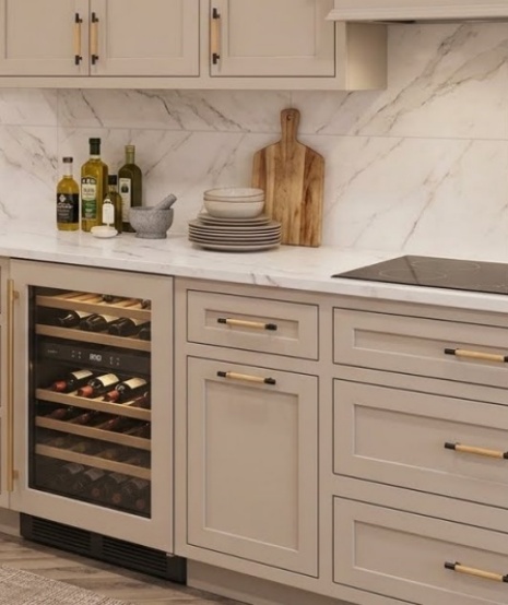Artistic glass door for kitchen cabinets
