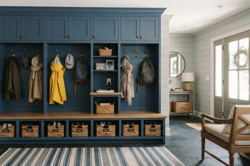 Built-in storage solutions for entryway